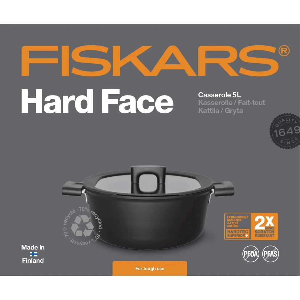 Fiskars Hard Face Braadpan Met Deksel 3 Fiskars Hard Face Braadpan Met Deksel - Afbeelding 3
