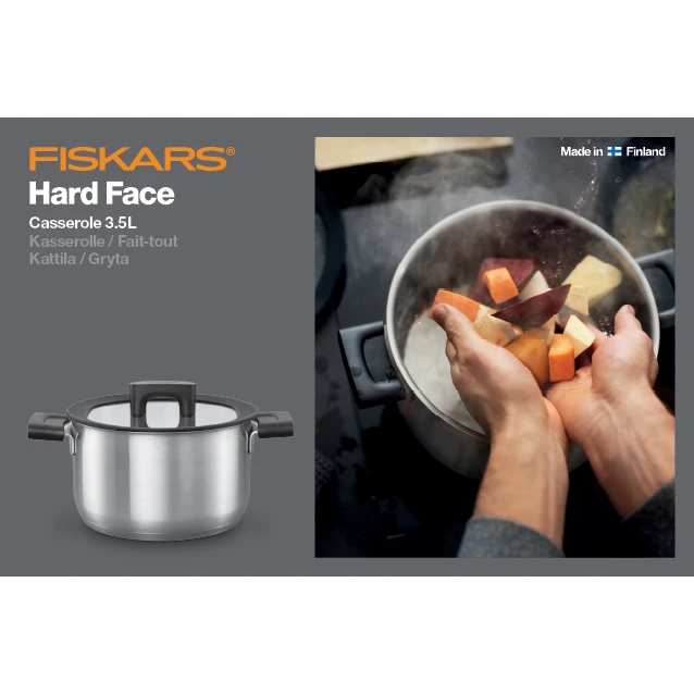 Fiskars Hard Face Steel Braadpan Met Deksel 2 Fiskars Hard Face Steel Braadpan Met Deksel - Afbeelding 2