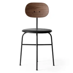 Menu Afteroom Eetstoel Zwarte Poten Leren Zitting