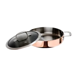 Maestro Hapjespan Koper Met Glazen Deksel