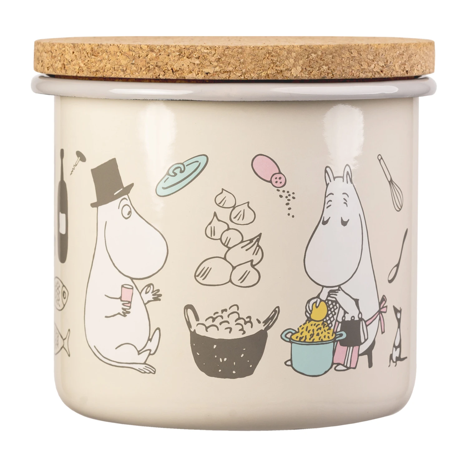 Muurla Moomin Emaillen Pot Met Kurkdeksel 1,3 L 1 Muurla Moomin Emaillen Pot Met Kurkdeksel 1,3 L