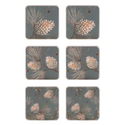 Pine Cone Onderzetter (glazen) 6-pack
